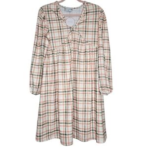 "Mom&Me" Green Watercolor Plaid Mom & Me Dress